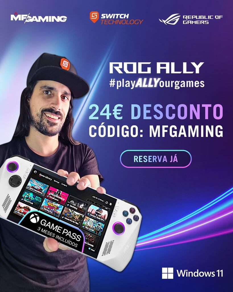 switchtechpt's tweet image. 🎮Ai querias um desconto na nova ROG ALLY?!
Vai a switchtechnology.pt e faz a pré-reserva com o código “MFGAMING” para usufruires de 24€ de desconto na compra da consola mais procurada do momento.
•
•
Campanha válida até dia 13 de Junho de 2023. L… instagr.am/p/CsbIxmuLCK5/