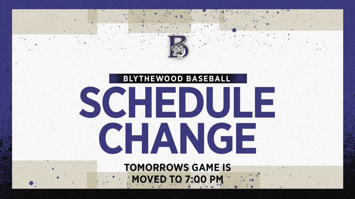 BaseballBengals's tweet photo. TIME CHANGE:

Game 1 of State at River Bluff tomorrow has been moved back to 7:00pm!

Be sure to spread the word and pack the stands! https://t.co/iSzDtzkt2y