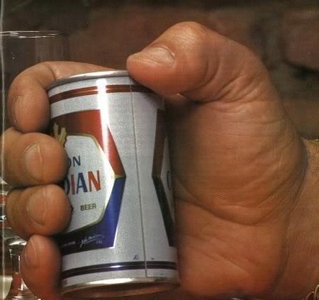 In honor of Andre the Giant's birthday, here's his hand holding a 12 oz can of beer. Enjoy.