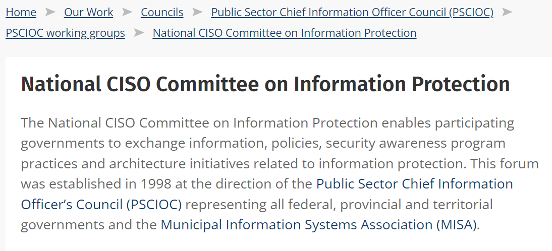timdafoe's tweet photo. Canada's National CIO Sub-Committee on Information Protection is now the National CISO Committee on Information Protection. 🇨🇦 #PSCIOC https://t.co/ALGCj3Y2DT