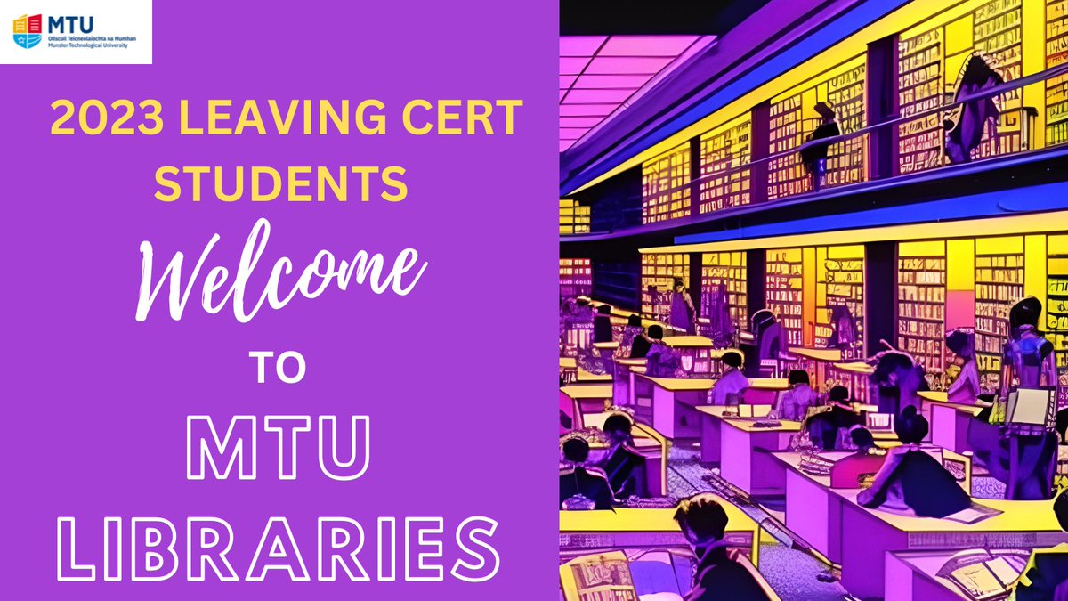 We'd just like welcome to all 2023 Leaving Cert Students that have applied to study in our libraries over coming weeks. If you haven't already applied, there's still time. Apply to study on Cork campuses at bit.ly/45cb1E7 or Kerry campus bit.ly/3BCHrdA <a href="/MTU_ie/">Munster Technological University</a>