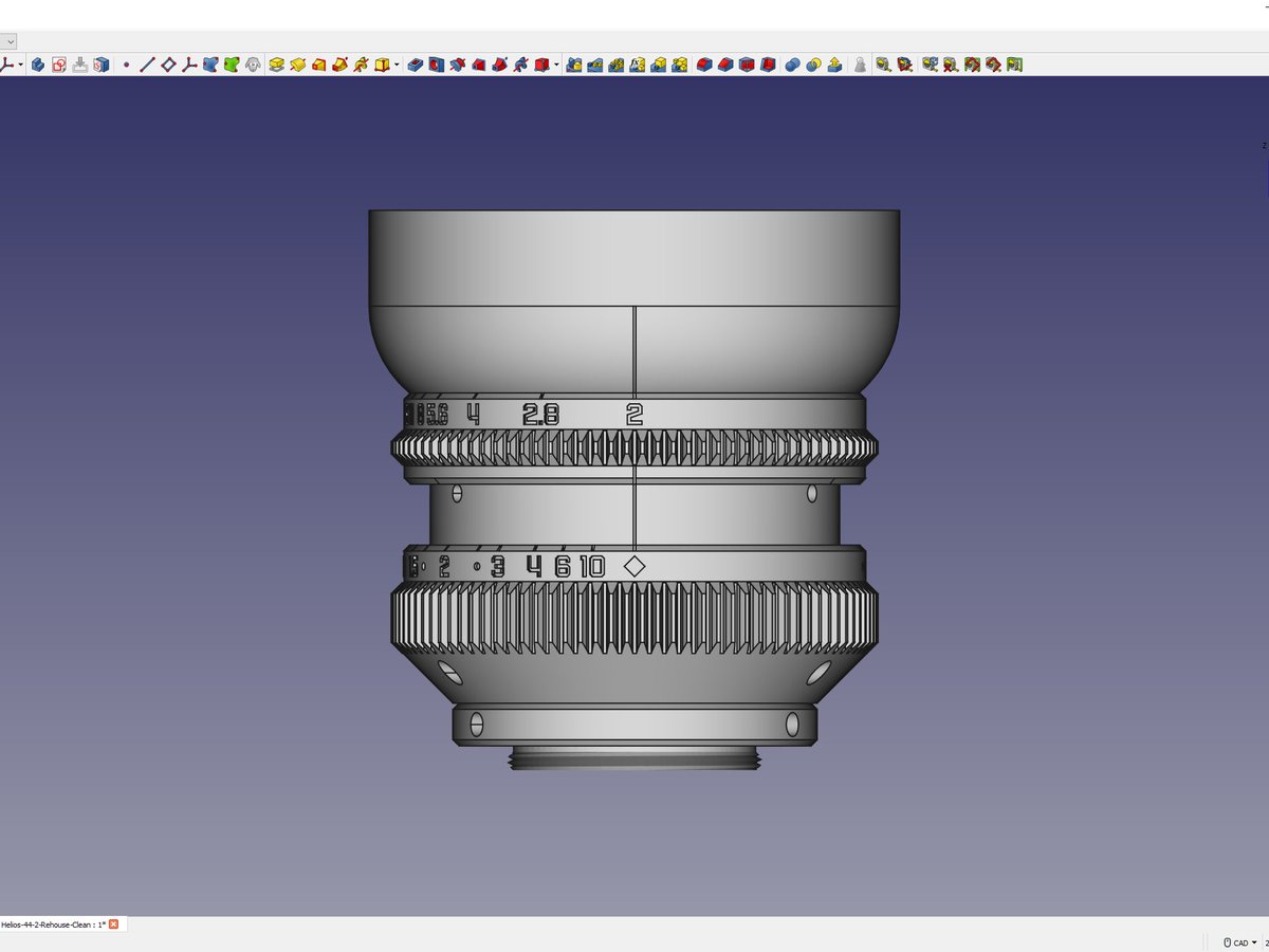 Rehouse for old vintage lens Helios-44-2 in #FreeCAD #3dmodeling