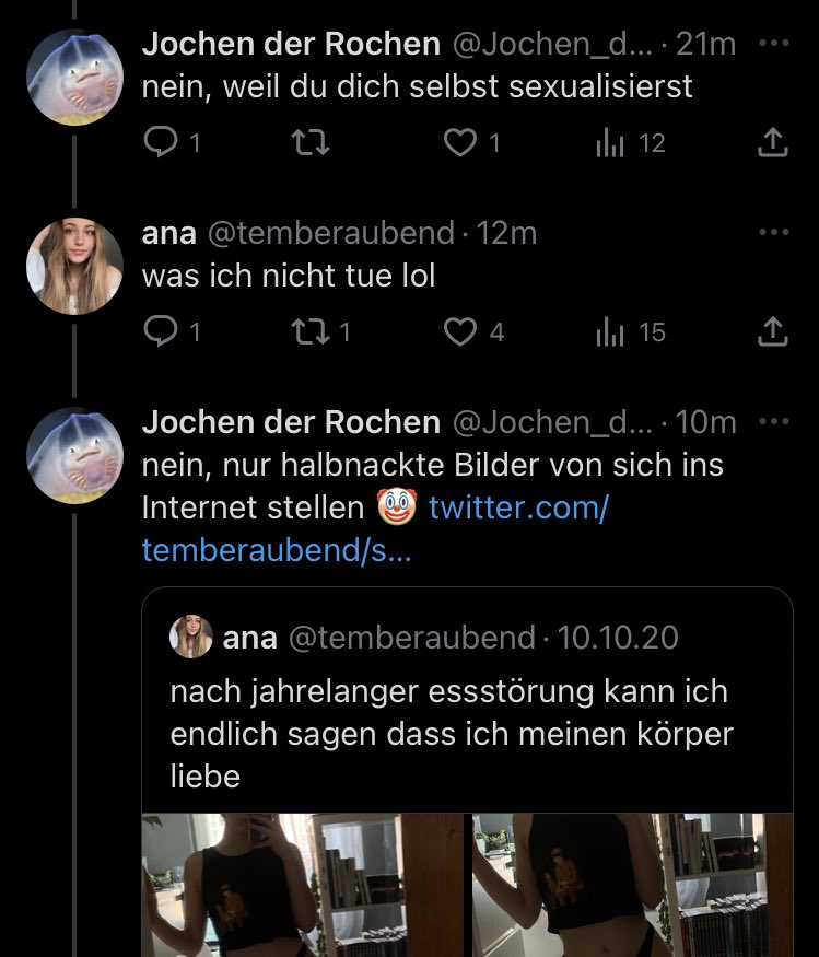 nackte haut ist nichts sexuelles. enge kleidung ist nichts sexuelles. aussschnitt ist nichts sexuelles. bilder die den fortschritt der genesung aus einer essstörung dokumentieren, sind nichts sexuelles. KONTEXT ist etwas das dinge sexuell macht