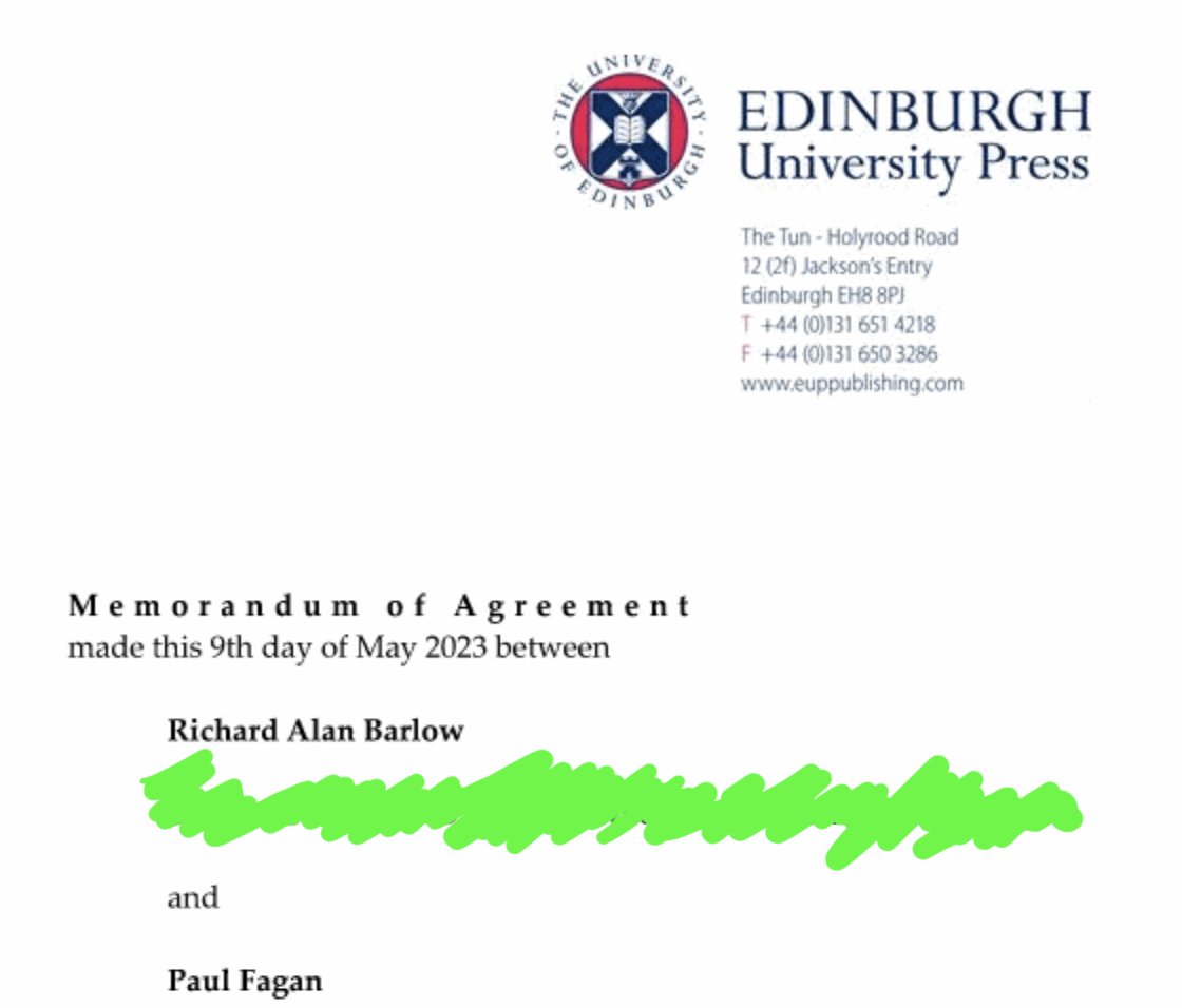 I've some exciting news!

Very pleased to sign a contract with @EdinburghUP for ‘Finnegans Wake: Human and Nonhuman Histories’, which I’m co-editing with Athlone’s finest @PaulEamonnFagan. 

#JamesJoyce #FinnegansWake #nonhuman #modernism #IrishStudies