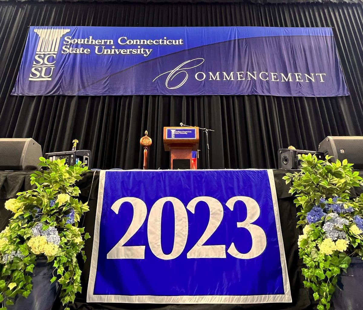 The stage is set. 🦉 💙 🎓 

We are thrilled to invite you to a day filled with grandeur and formality, #SCSU23. Commencement once again returns to the Total Mortgage Arena, and we are excited to recognize the accomplishments of over 1,400 Owls walking across that stage today.