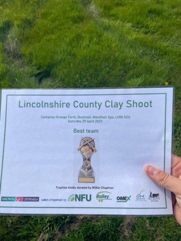 Congratulations to our Agri-Business Consultants, @CRSheldon and Tom Cheer, and guests Jake Gill and Tom Craven for achieving the highest team score of 313/400 at the recent @NHSLincsICB charity clay shoot. A great team effort, well done all! @RhondaT40