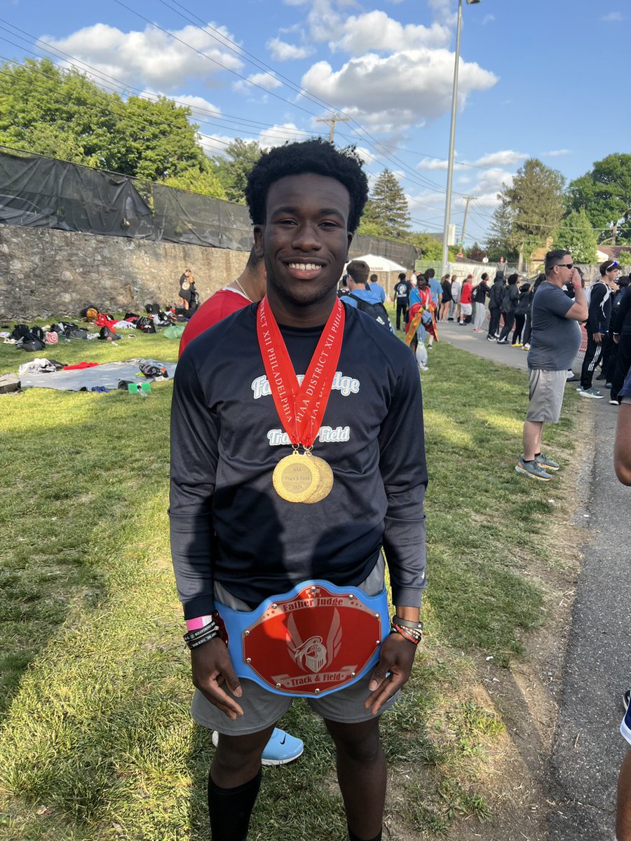 Congrats to our Crusader of the Meet, Momo Peters '23 who qualified for States in the Triple Jump, Long Jump and High Jump, becoming the 1st Crusader to qualify for all 3 jumps!!! <a href="/FJAthletics/">Father Judge Athletics</a> #nonexcidet #RoadToShipp #statebound