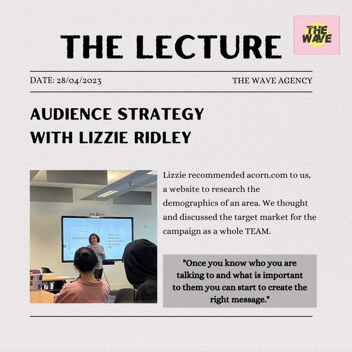 TheWaveUCA's tweet photo. Here’s what our team have been up to for the past few weeks!😆

On 28th of April, we have the honour of Lizzie to give us a helpful, resourceful talk in order for the team to work more efficiently!🤝🏻

#thewave #thewaveuca #thewaveepsom #thewavefestival23 #ucaepsom @ucabschool https://t.co/IUpbKmWfqo