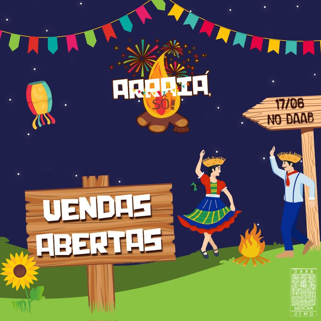 Já estão abertas as vendas de ingressos pro Arraiá do DAAB!! Não vai ficar de fora dessa né?! Então garante logo seu ingresso no precinho 🎊🎆

cheersapp.com.br/evento/arraia-…