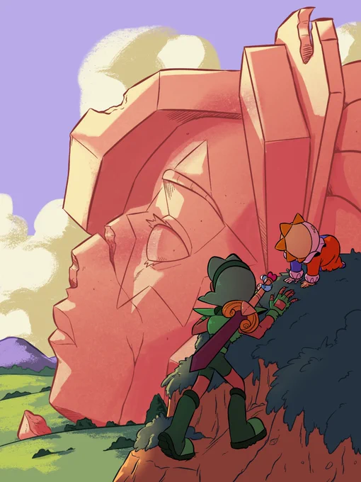 Vivi, Moon Worm, and Gizmo passing by some old ruins