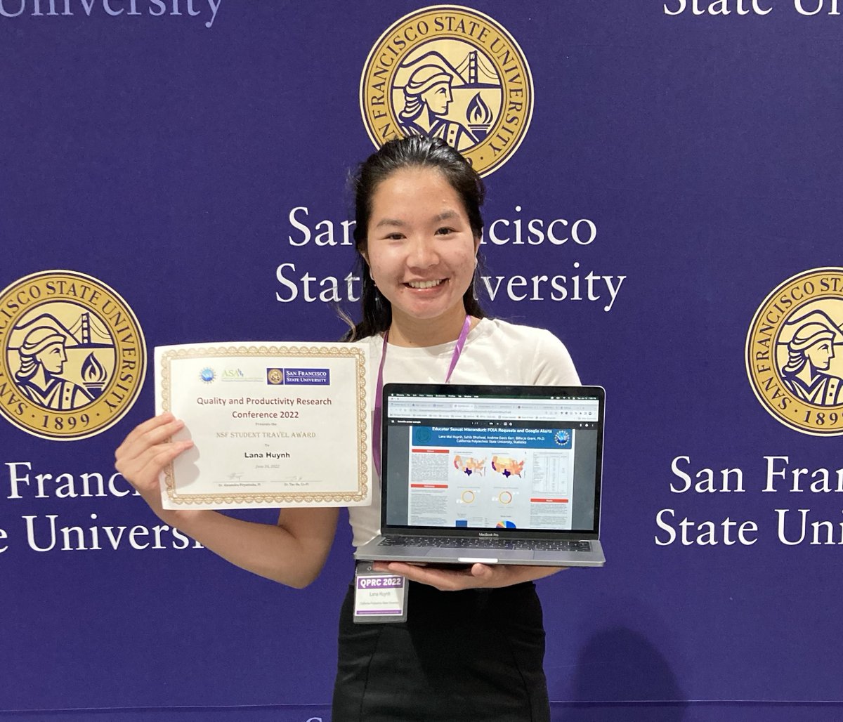 AmstatNews's tweet image. MY ASA STORY | Lana Huynh, a student at California Polytechnic State University, San Luis Obispo, says she built leadership skills through her school&apos;s Stat Club and learned about #statisticalconsulting at #JSM2022. magazine.amstat.org/blog/2023/05/0…