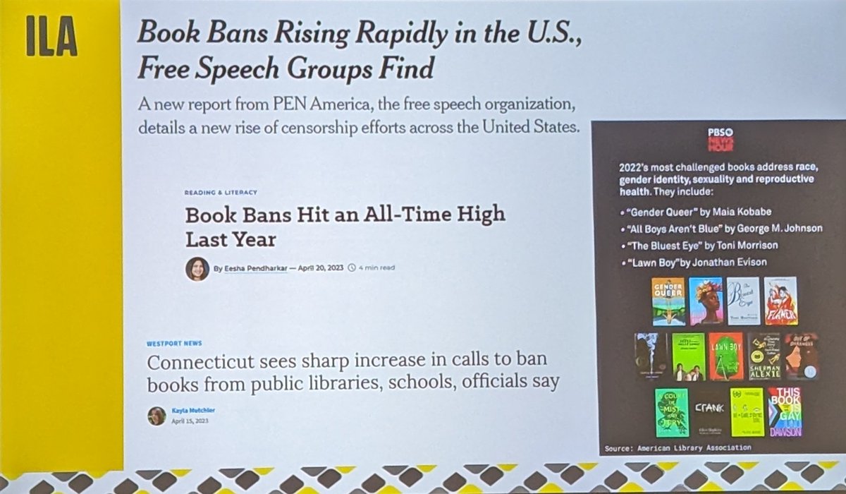 ILAToday's tweet photo. The books that we have in our classrooms show what we value. The stories that are not represented—that says something. @ALALibrary @uabookbans #AllStoriesMatter #ILAequity #ILADEIB #UniteAgainstBookBans https://t.co/2IYxIRkUIu