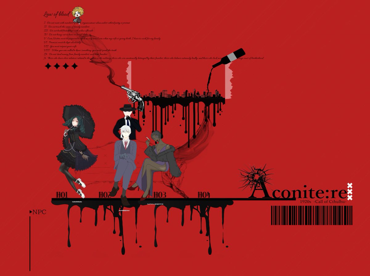 NeTrpg's tweet photo. CoC[aconite:re]

KP/
はち。様

PC/PL
HO1
レナード=ヴォルティーノ
トワ様

HO2
ジョセフィン・ビーヴァース
ne発狂中

HO3
イーサン・”フェイス”・フィリップス
真鯛様

HO4
オフィーリア・シャロン
みんい様

3生還1ロスト

同卓させていただいた皆様に感謝と乾杯を_____ https://t.co/VETbwk1CfA