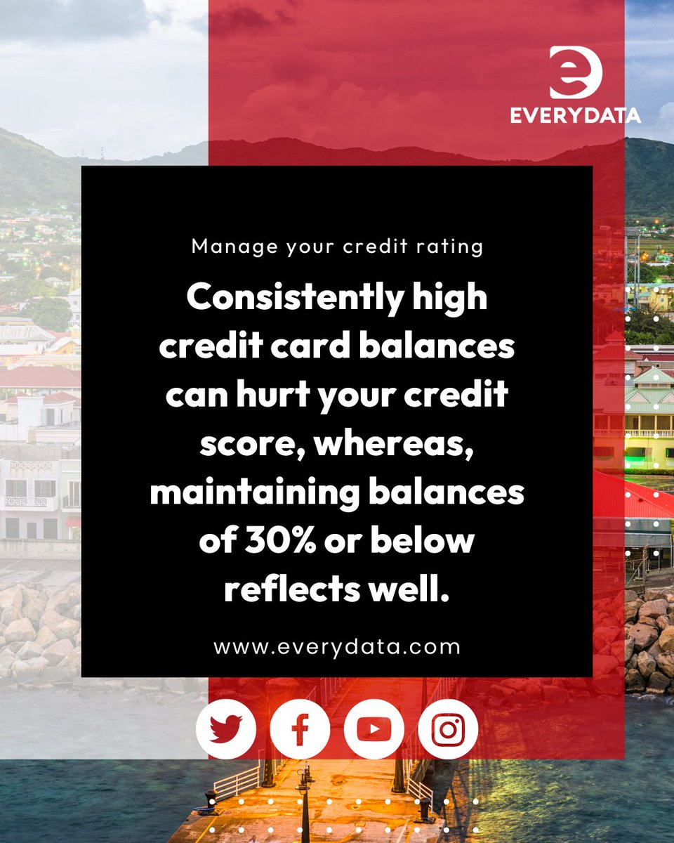 EveryDataBB's tweet image. Limit your use of credit card debt to maintain a healthy credit score; ideally below 30 per cent usage.  #everydata #everydatagroup #everydatajamaica #everydataguyana #everydatabarbados #everydataeccu #creditbureau #morethanacreditbureau #bigdata #dataanalytics