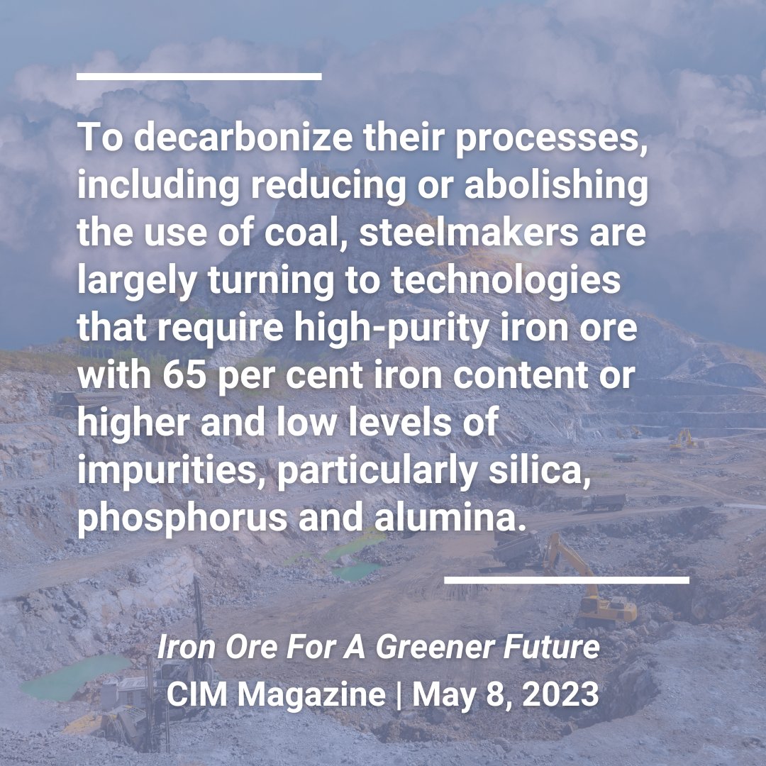 High-purity iron ore is critical to the decarbonization of the economy. This is explained very well in this in-depth article in the CIM Magazine, positive news for our flagship Labrador West Iron Ore Property. 
You can read the article here: hightideresources.com/investors/medi….
<a href="/CIMMagazine/">CIM Magazine</a>