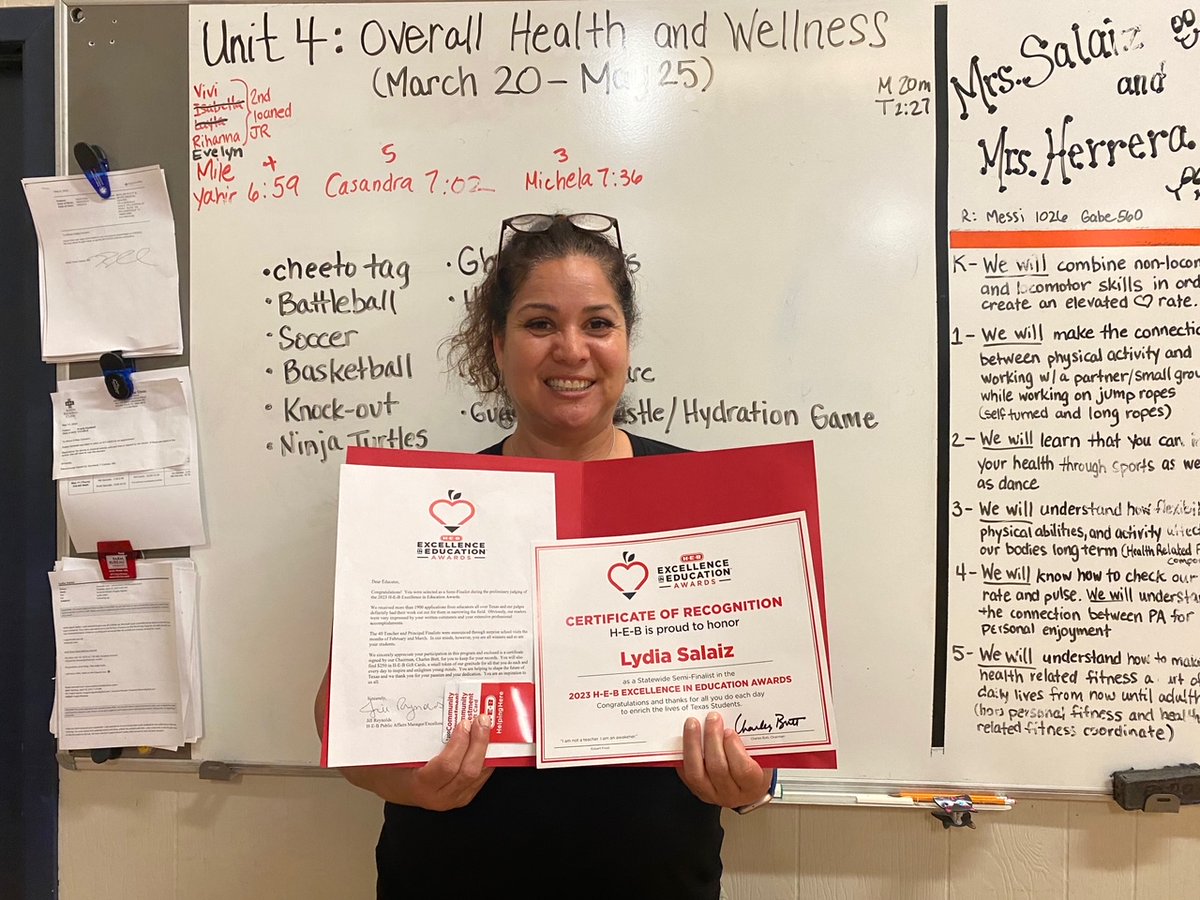HEB Excellence in Education Semi-Finalist for Lifetime-Lydia Salaiz (May 2023)
