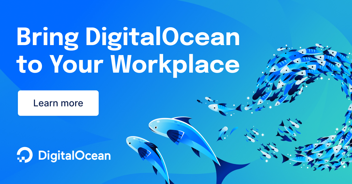 digitalocean's tweet image. Discover the benefits you AND your company can receive by referring DigitalOcean to your workplace.

✅ Up to $5000 in credits
✅ Dedicated hours with a Solutions Engineer
✅ Access to a range of customized business support plans 

Learn more 🔗 do.co/3AhKrLH
