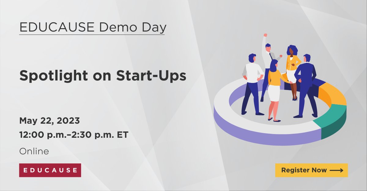 Register for the free EDUCAUSE Demo Day Spotlight on Start-Ups. Join us May 22 and learn fresh perspectives from young companies as they bring innovative solutions for higher education needs. @inspaceedu, @simplecloudio, <a href="/StatusHubIO/">StatusHub</a>. bit.ly/447NbsL