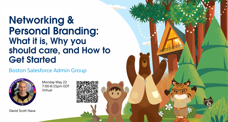Boston Salesforce Admn Group (@bostonsfdc) on Twitter photo Last call for Monday evening's Boston Salesforce Admin Group meeting with <a href="/NavaForce/">David Scott Nava</a> presenting virtually on 'Networking & Personal Branding: What it is, Why you should care, and How to Get Started.' Join us Mon May 22 7-8:15pm EDT by registering at:
trailblazercommunitygroups.com/e/mmpbk3/ Last call for Monday evening's Boston Salesforce Admin Group meeting with <a href="/NavaForce/">David Scott Nava</a> presenting virtually on 'Networking & Personal Branding: What it is, Why you should care, and How to Get Started.' Join us Mon May 22 7-8:15pm EDT by registering at:
trailblazercommunitygroups.com/e/mmpbk3/