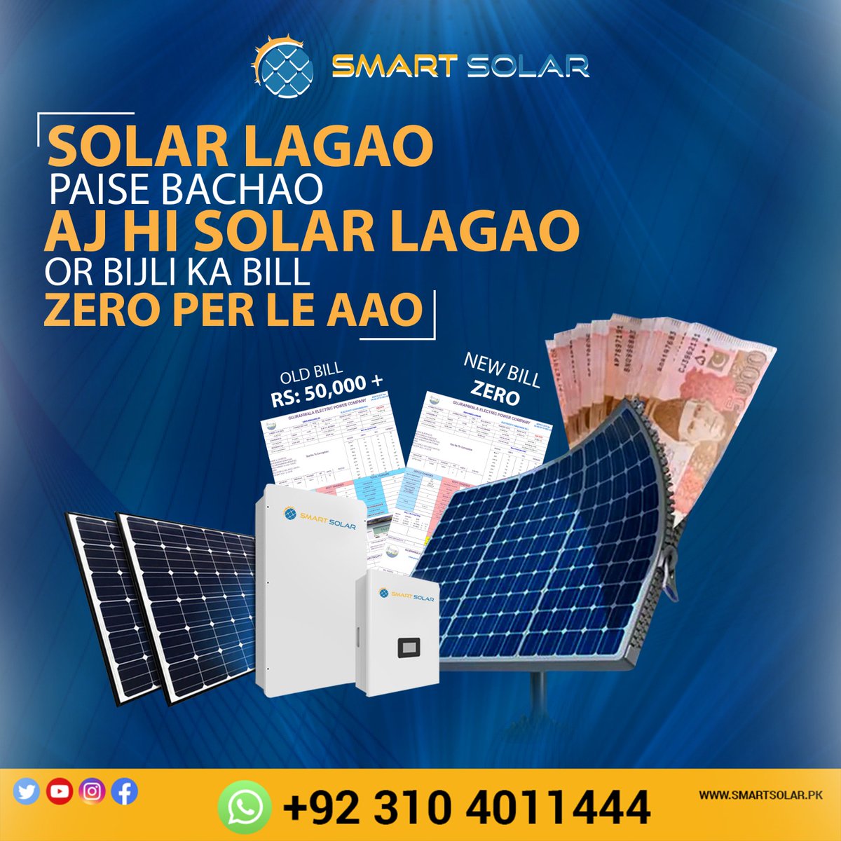 'Smart Logoun ki Smart Choice' Switch to Solar! 
For more details please contact 0311-4011444
#SmartSolar #Solar #SolarPanels #SolarBatteries #SolarInverters #SolarInstallation #SolarHeater