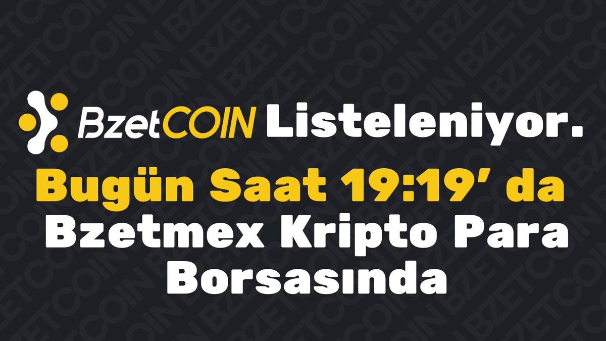 #listing 
📢Bzetcoin 19 Mayıs 2023 (bugün) saat 19:19' da Bzetmex Kripto para borsasında listeleniyor.