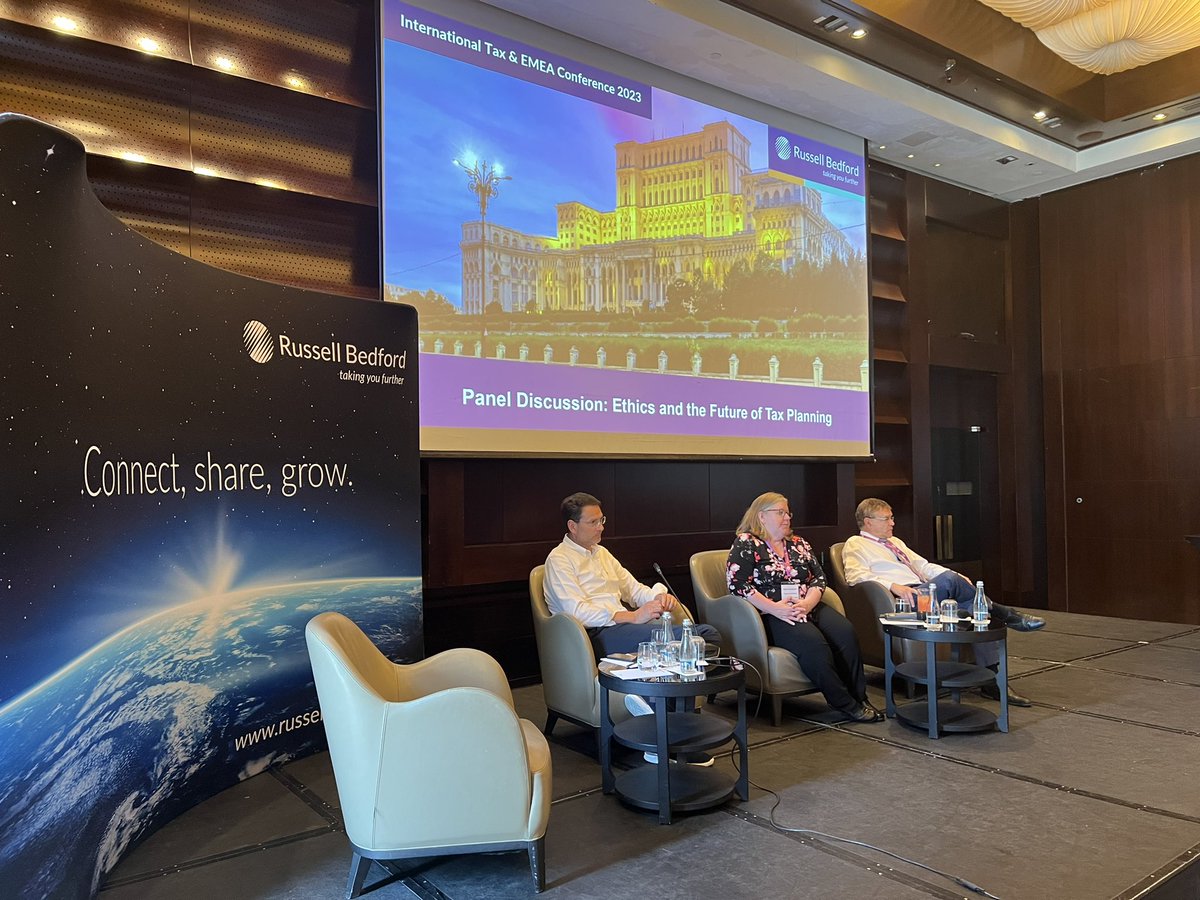 StephenHamlet1's tweet photo. An (almost) empty hotel pool, yet a room full of #accountants #taxadvisors #lawyers at @RussellBedford #EMEA &amp; #InternationalTax meeting in #Bucharest for panel on #Ethics &amp; #future of #taxplanning. What does that tell you? 🤔 #globalnetwork #takingyoufurther #RBIBucharest23 https://t.co/N3rMTCgi7t