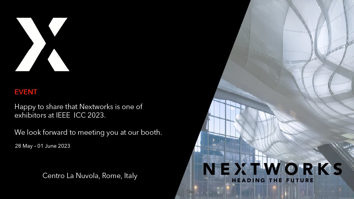 Happy to share that Nextworks is one of exhibitors at #IEEE  #ICC 2023 (28 May – 01 June 2023)
We look forward to meeting you at our booth.
Centro La Nuvola, Rome, Italy