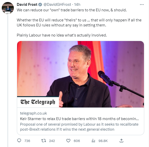 DavidHenigUK's tweet photo. Well, without fully explaining the point this tweet raises one of the crucial questions of modern trade, the tension between regulatory autonomy and modern trade barriers. The more control a middle power like the UK takes over regulations, the higher the resulting trade barriers. https://t.co/v18Jh1m7mO