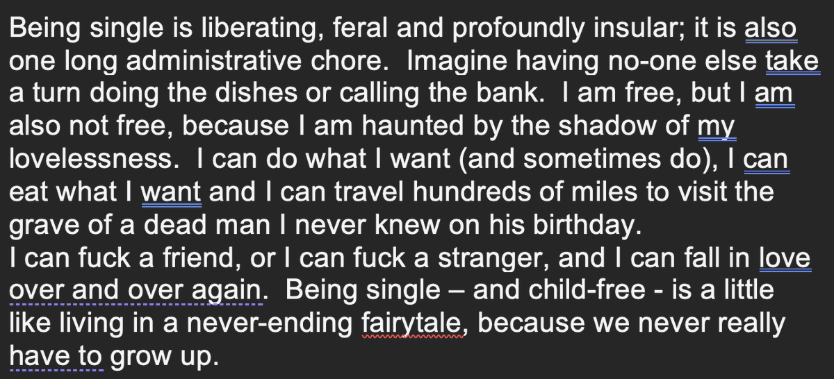 DDundead's tweet photo. "Being single - and child-free - is a little like living in a fairytale, because we never really have to grow up." Submitted a response to @guardian's call for stories from single people - extremely late to the party, but I was too busy being single... 🌚#Singles #singlelife https://t.co/k1BQ1QUgjc