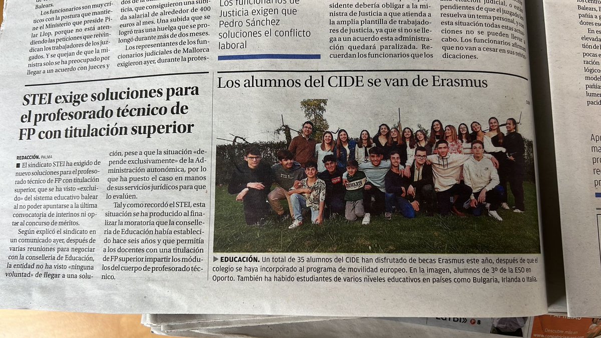 CIDEcooperativa's tweet photo. Enguany el CIDE és un centre oficial Erasmus. Un fet que ens ha permès enviar docents i alumnes de primària, ESO i FP a fer estades formatives i pràctiques (en el cas d'FP) a diferents països de la Unió Europea. Ho recull el @diariomallorca  @sepiegob @CooperativaCIDE https://t.co/CPRR2DgELK