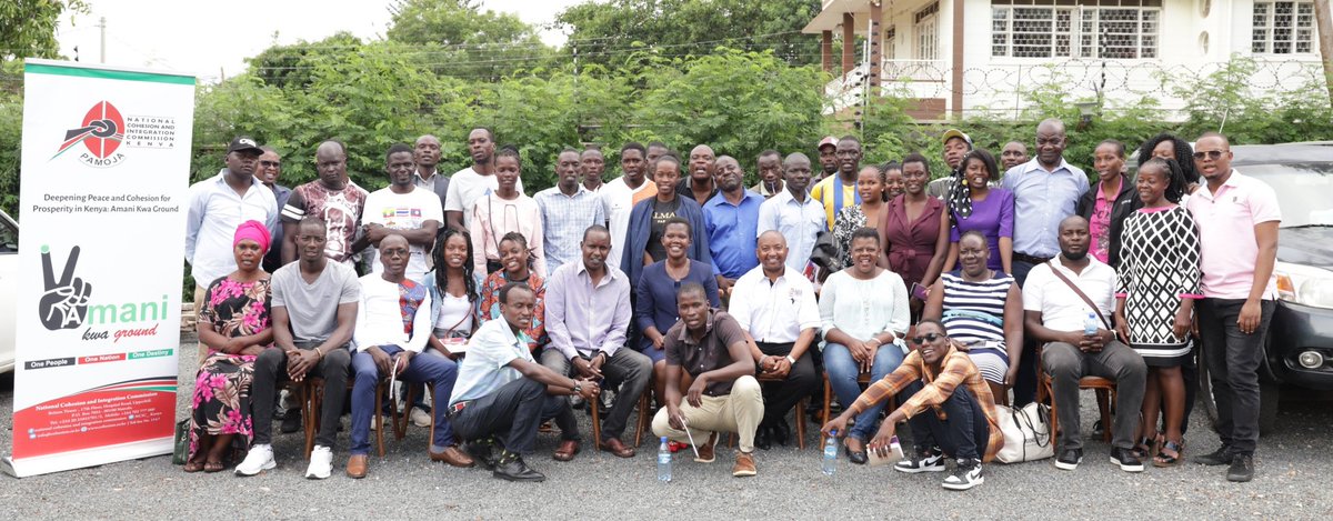 NCIC_Kenya's tweet photo. Happening Now| Wajibika Regional Youth Dialogue forum in Kisumu County. Discussions aimed at amplifying the voices of the youth in order to strengthen their participation in peacebuilding in line with UNSCR 2250, &amp; #NCIC's Deepening Peace &amp; Cohesion #AmaniKwaGround strategy. https://t.co/xFhaKWZjIY
