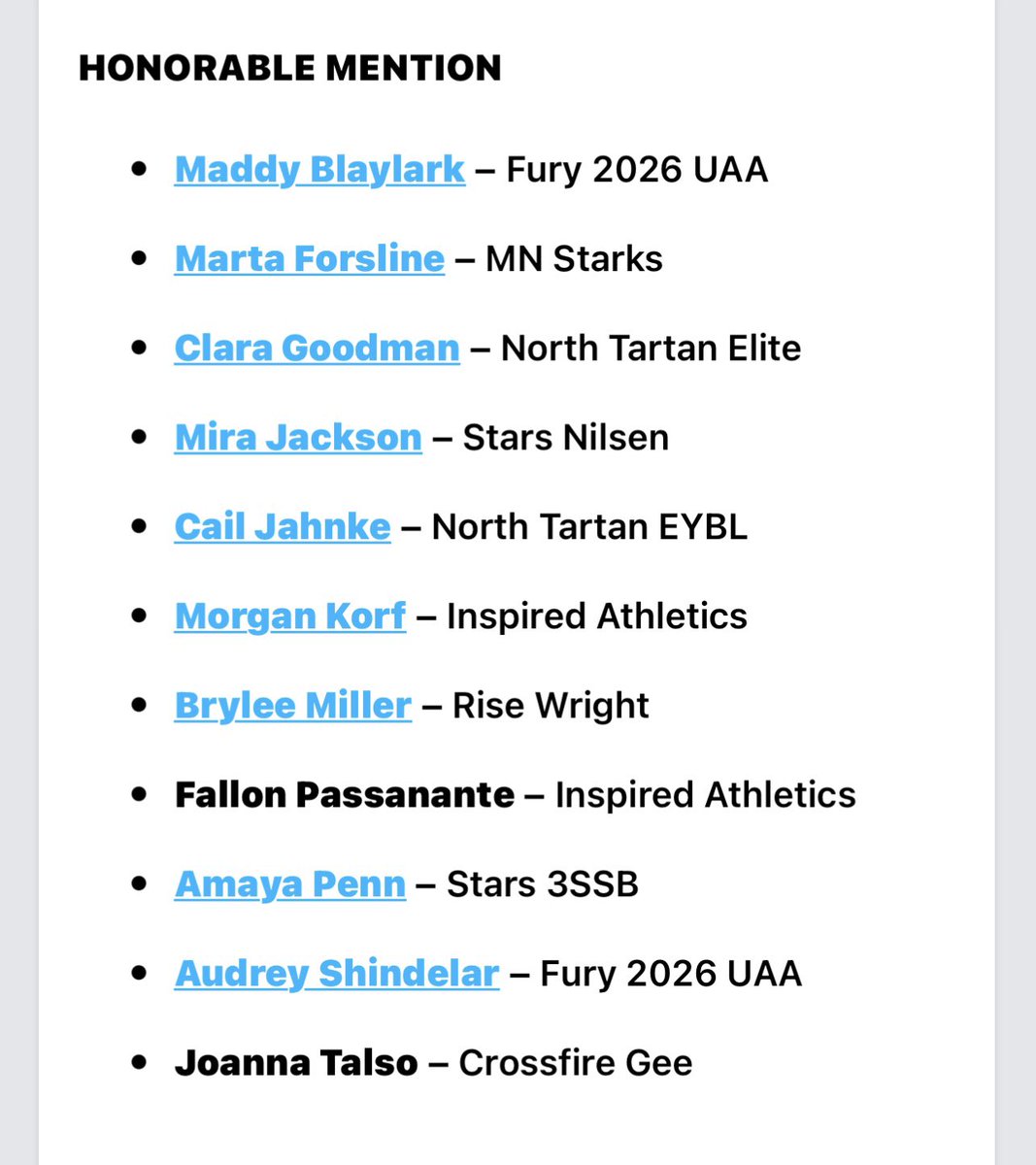 GeeCrossfire's tweet photo. Congrats to our very own @JoannaT32 with the HM nod for the MNAAU State All Tournament team. So much fun to watch you play! @CrossfireGHoops @GMacHoops @PGHMinnesota @AAUEvents https://t.co/cPeEUOUcGy