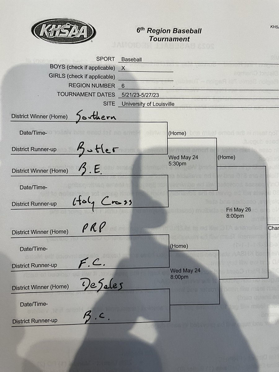 All first round games 6:00 Monday. $10 admission. I’ll send out Go Fan link when I get it.