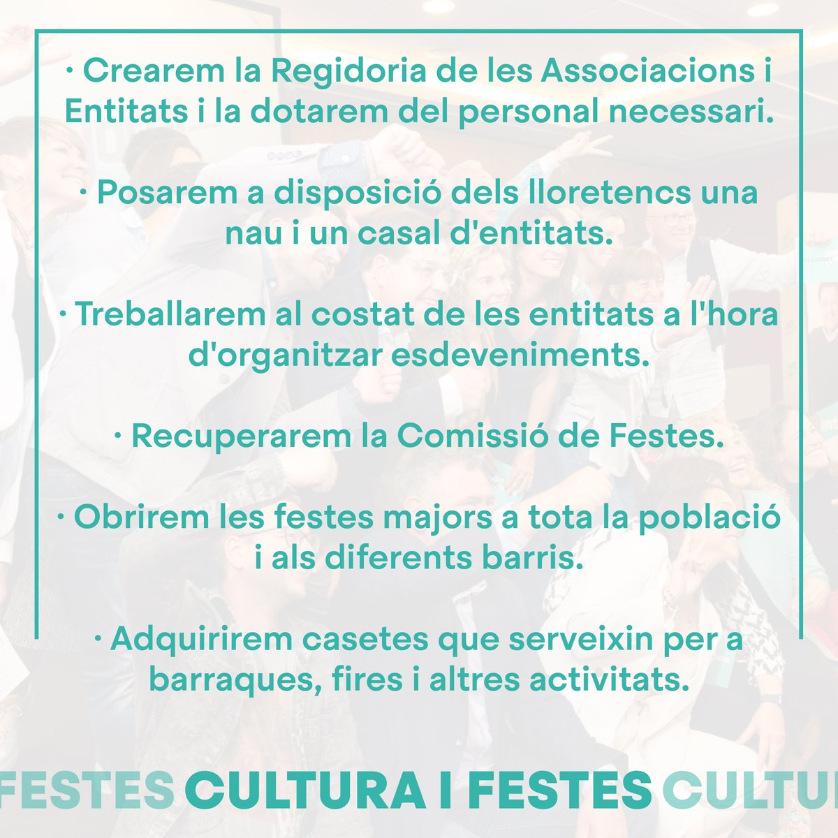 JuntsLloret's tweet photo. Aquest és el nostre programa per Cultura i Festes.
Per veure la resta del programa, entra a https://t.co/93sPnsML3Y
#LloretdeMar #MartinezAlcalde #Lloretalcor #DespertemLloret #Juntsienbonesmans #programaMartinezAlcalde #programa https://t.co/YzFsESvhIU