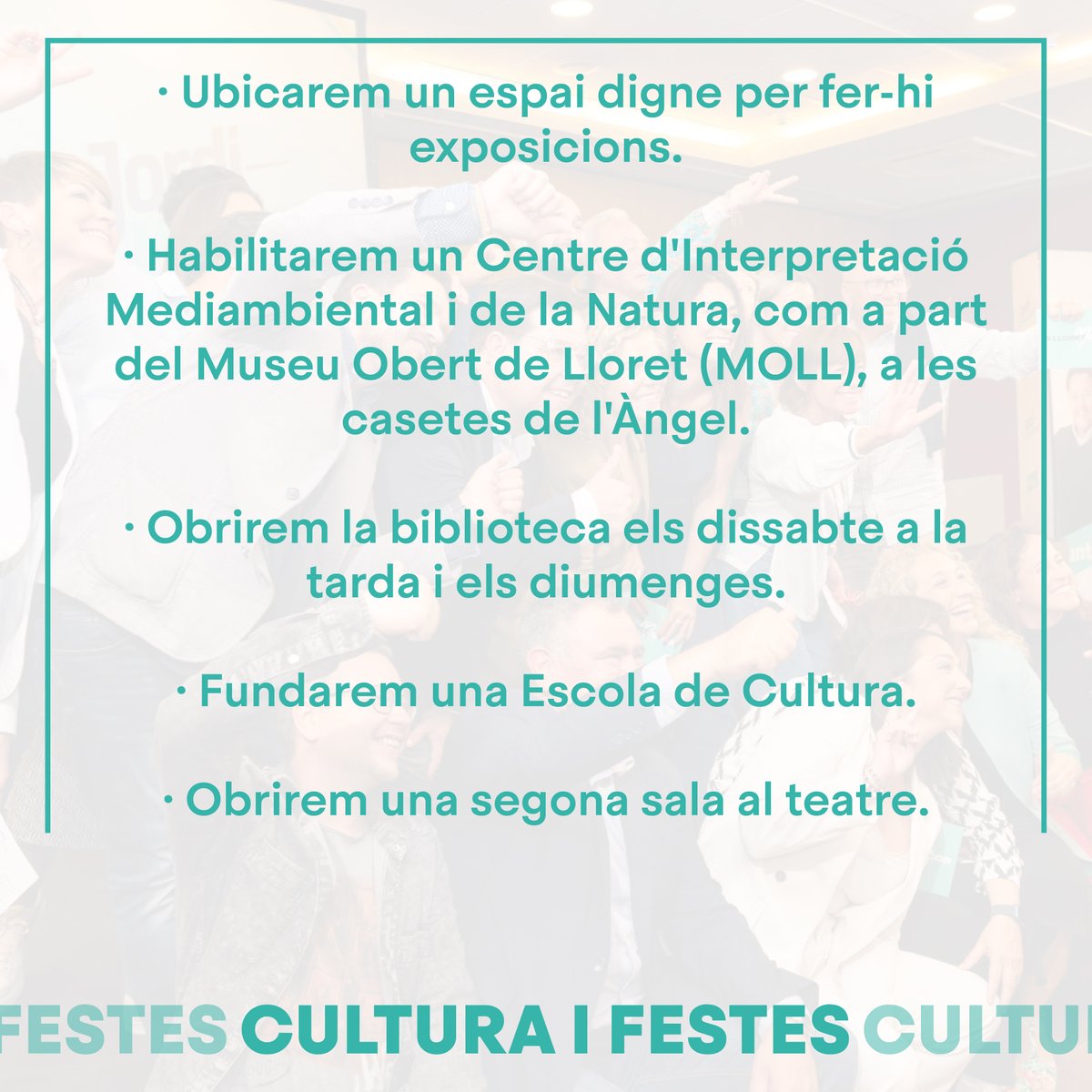 JuntsLloret's tweet photo. Aquest és el nostre programa per Cultura i Festes.
Per veure la resta del programa, entra a https://t.co/93sPnsML3Y
#LloretdeMar #MartinezAlcalde #Lloretalcor #DespertemLloret #Juntsienbonesmans #programaMartinezAlcalde #programa https://t.co/YzFsESvhIU