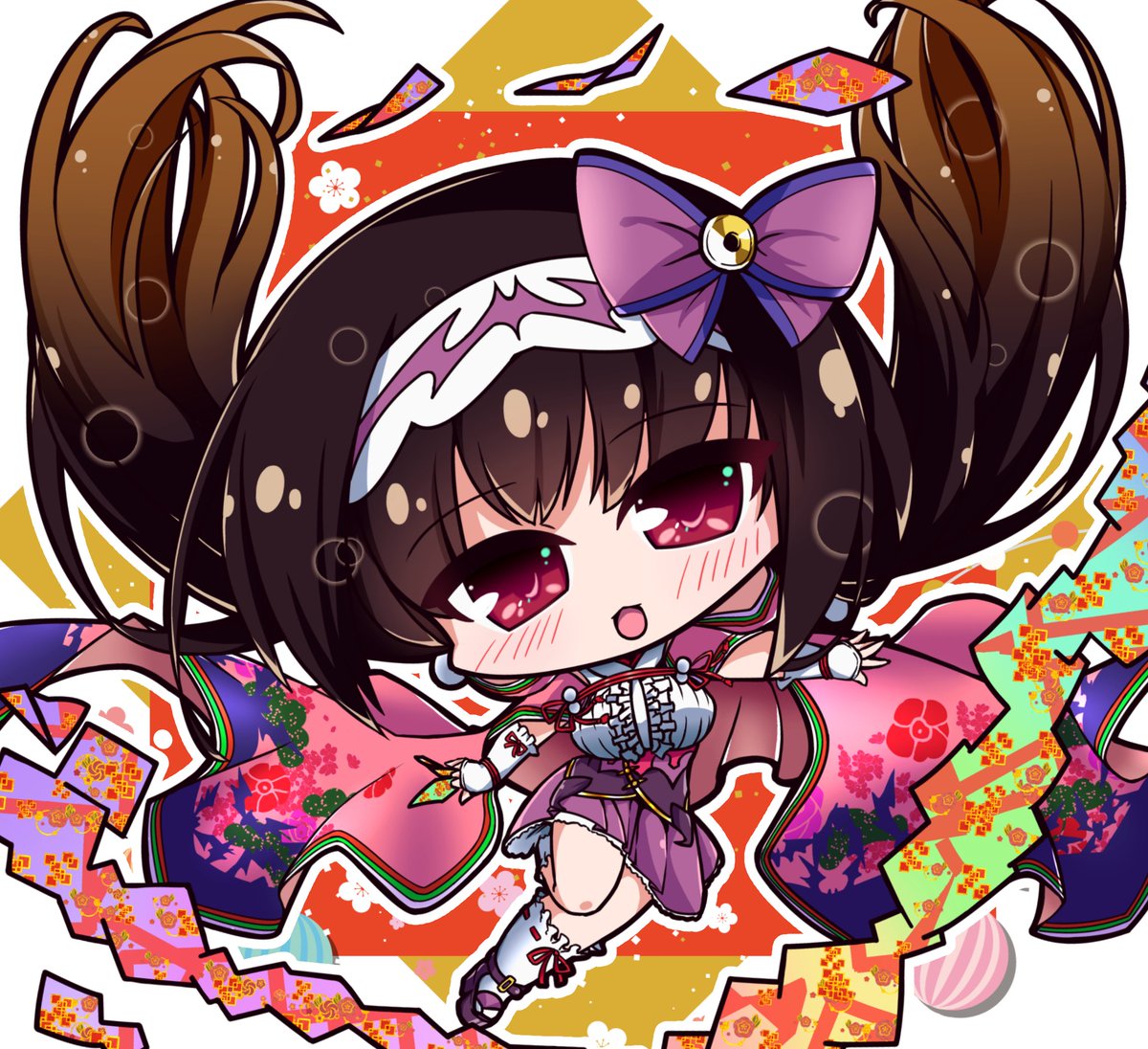 osakabe-hime (fate) 1girl long hair solo origami chibi hairband very long hair  illustration images