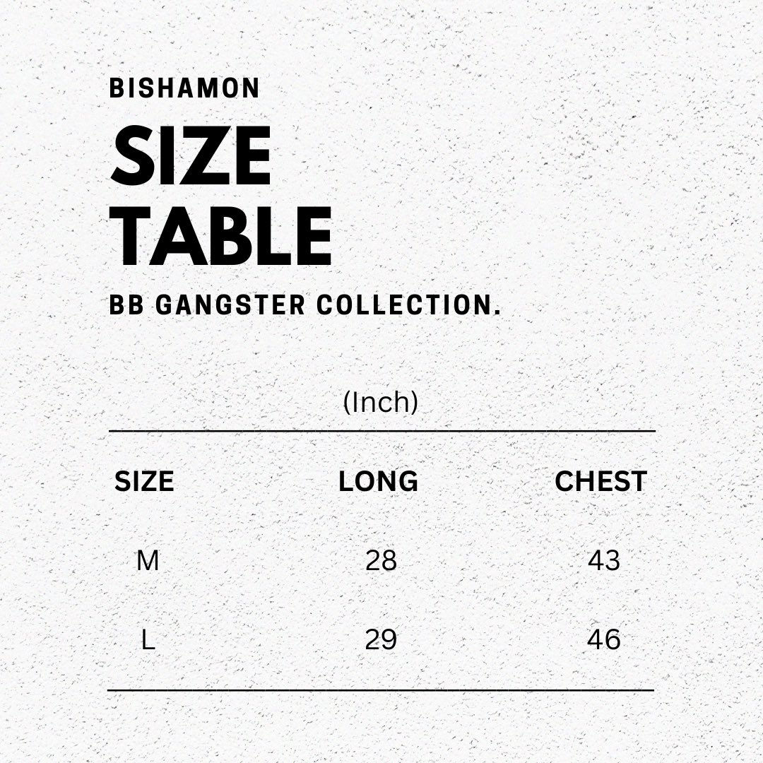 BichamondTH's tweet photo. SIZE TABLE https://t.co/zwKEgSPlsw