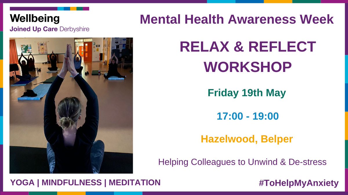 We're rounding off this year's #MentalHealthAwarenessWeek with a 2hr Relax & Reflect Workshop #ToHelpMyAnxiety⬇️

Thanks to everyone who has joined us this week🌟 

Visit our activity timetable to see our ongoing wellbeing support available for colleagues➡️bit.ly/3MFJ3JE