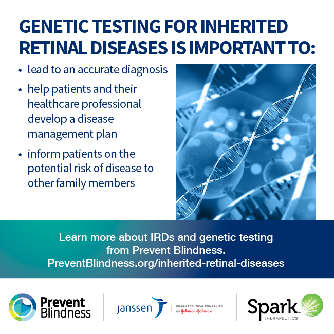 PBA_savingsight's tweet photo. It's Day 5 of Inherited Retinal Disease (IRD) Genetic Testing Week at @PBA_SavingSight! #IRDWeek
Identifying the genetic cause of disease is an important part of care for patients with IRDs. Results from genetic testing will lead to an accurate diagnosis. https://t.co/8Kae356yPX https://t.co/QV6tq72KKV