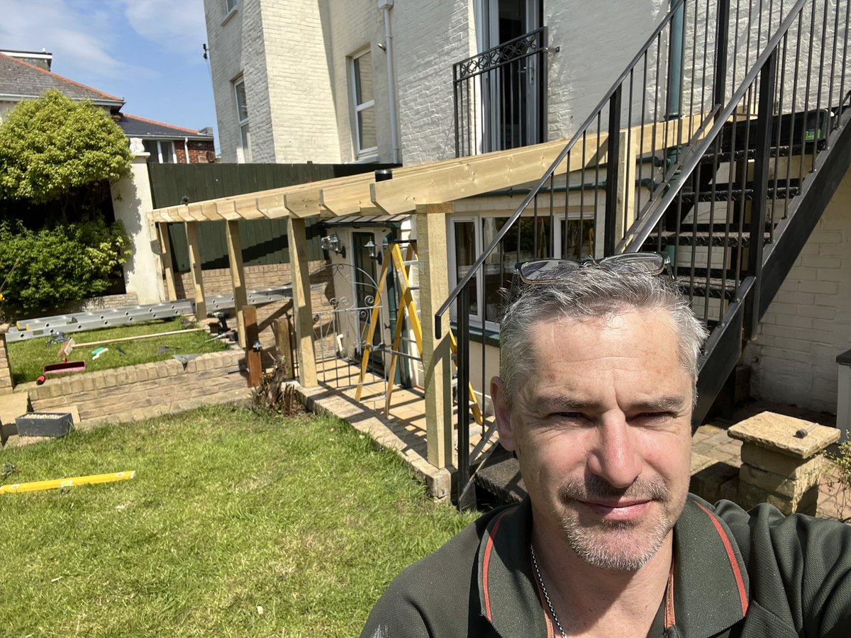 A cracking sunny day to have lunch in front of a new pergola we’ve almost finished