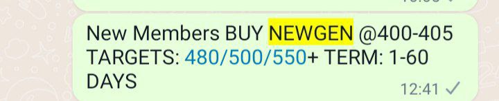 BigPandaTrader1's tweet photo. Our Premium Pick NEWGEN 400 TO 600+✈️✈️✈️Extended Targets hit...#newzen
MESSAGE IN "WHATSAPP" 👇👇
https://t.co/oDv8Sa5O1p
#intraday #operatorpositions #freejackpotcalls #nifty #trading #banknifty #positional #equitycash #swingtrading https://t.co/0hRKiBp2wE