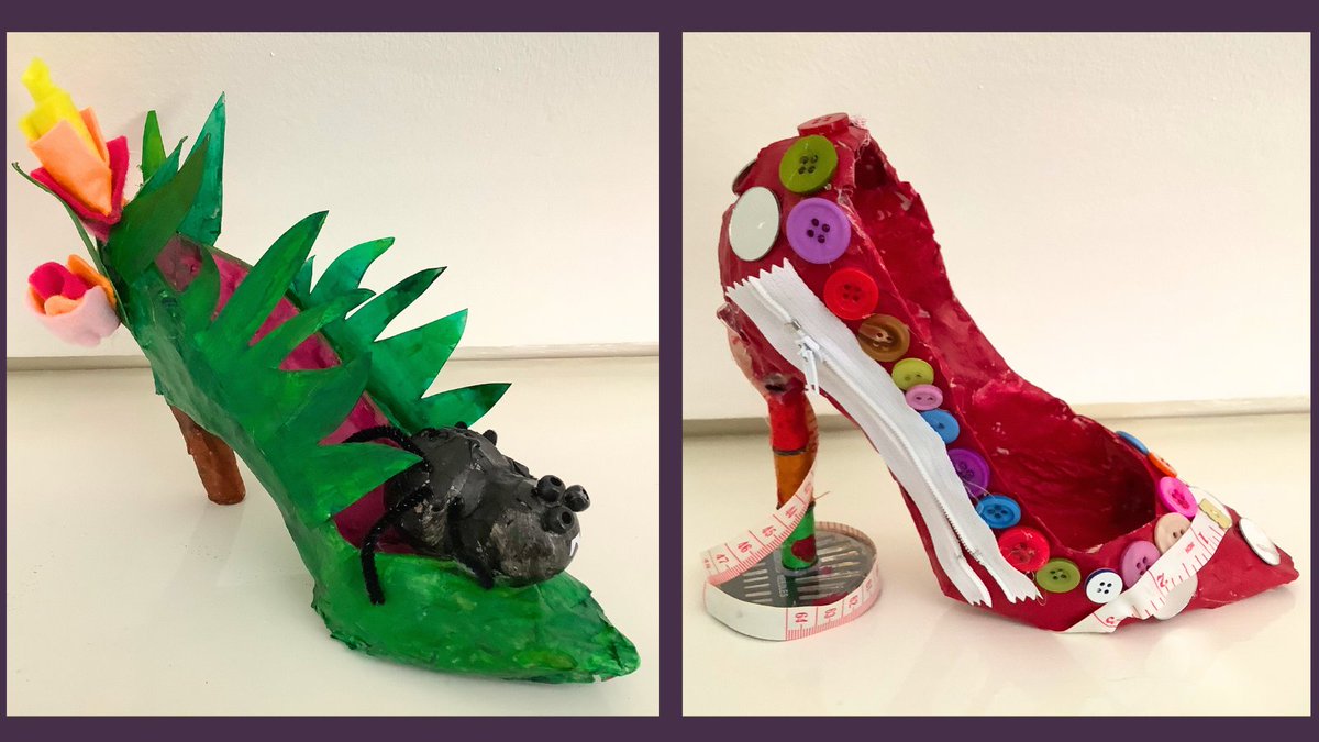 LyonsdownSchool's tweet photo. Artists Of The Week:
Year 6 have designed and created these fantastic papier-mΓ’chΓ© shoes applying their Lyonsdown Learning Habit of Creativity.
Congratulations to our Artists Of The Week: Zoya, Alara, Anisha, Leni, Luya, Sofia W and Cienna.
#Artistsoftheweek https://t.co/eqoJFVqiL0