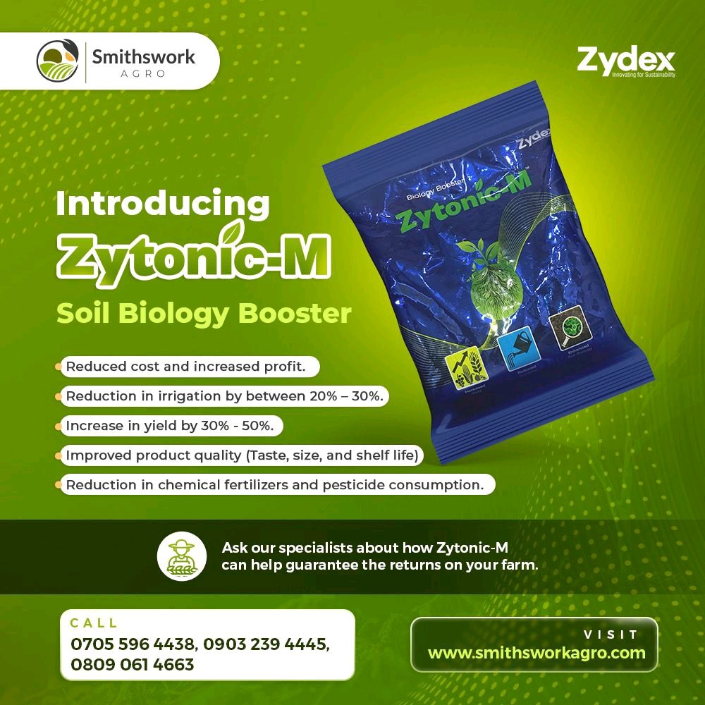 Do you want to increase yield and protect the environment? 

Zytoníc-M is your sure partner in coping with current challenges and pressure from climate change on agricultural field.

Be like Us Today!!... Create your own story of excellence.