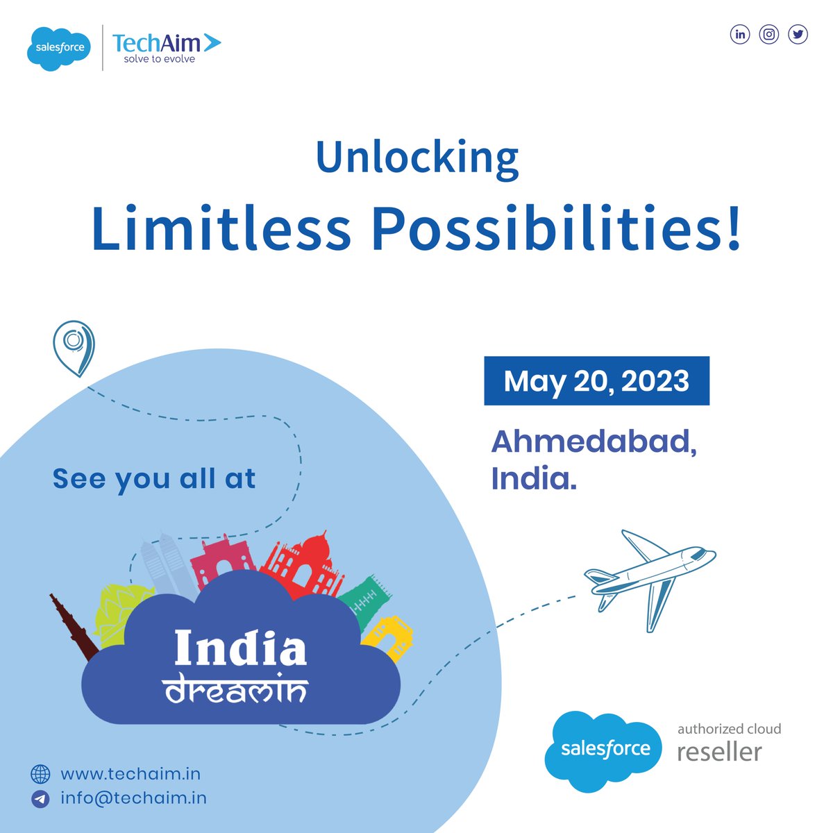 Countdown is on! Only few hours until India Dreamin' kicks off.
Get ready for an extraordinary adventure packed with knowledge, connections, and motivation. 
See you soon!
#indiadreamin23 #salesforce #techaim