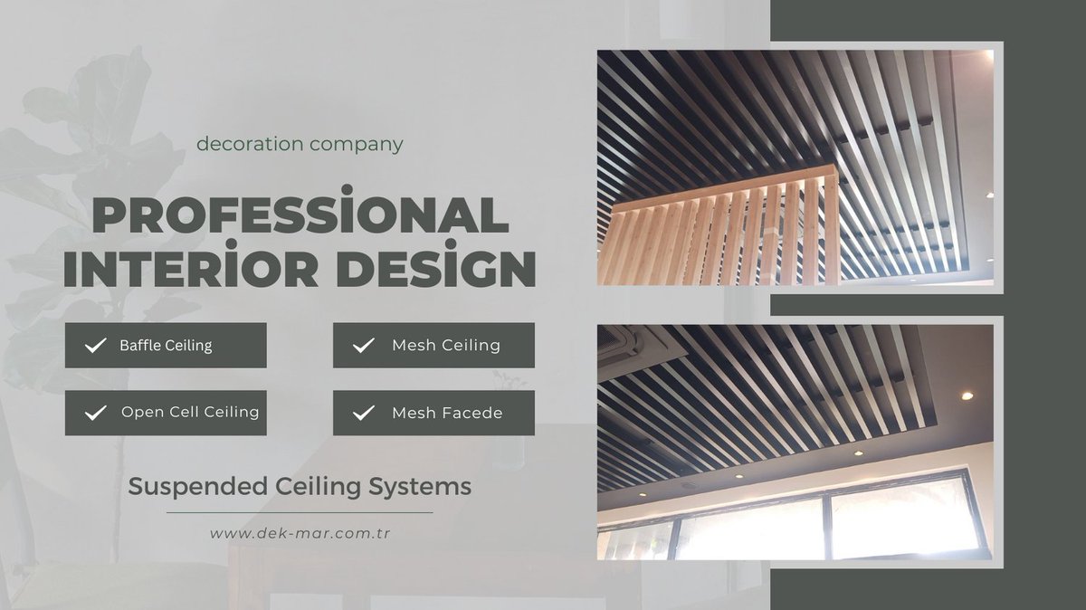 dek_insaat's tweet image. Baffle Ceiling | Open Cell Ceiling | Mesh Ceiling
#baffleceiling #acousticbaffles #acousticceilingbaffles #linearmetalceiling #opencellceiling  #metalbaffleceiling #baffleceilingsystem #woodbaffleceiling #aluminumbaffleceiling
dek-mar.com.tr/en/product/baf…
dek-mar.com.tr/en/product/woo…