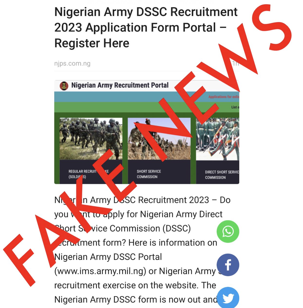 Nigerian Army on X: &ldquo;BEWARE OF FAKE RECRUITMENT This recruitment 