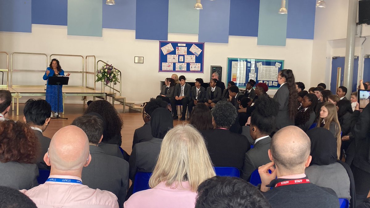 Beacon_High's tweet photo. Zeynep asking ‘how proud are you of your achievements?’ #BeUpstanding https://t.co/nh5LPUh46Z