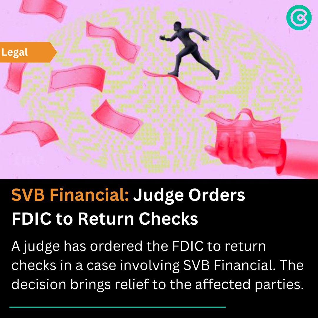 Fynx_Crypto's tweet image. SVB Financial: Judge Orders FDIC to Return Checks.

A judge has ordered the FDIC to return checks in a case involving SVB Financial. The decision brings relief to the affected parties. 
#FDIC #SVBFinancial