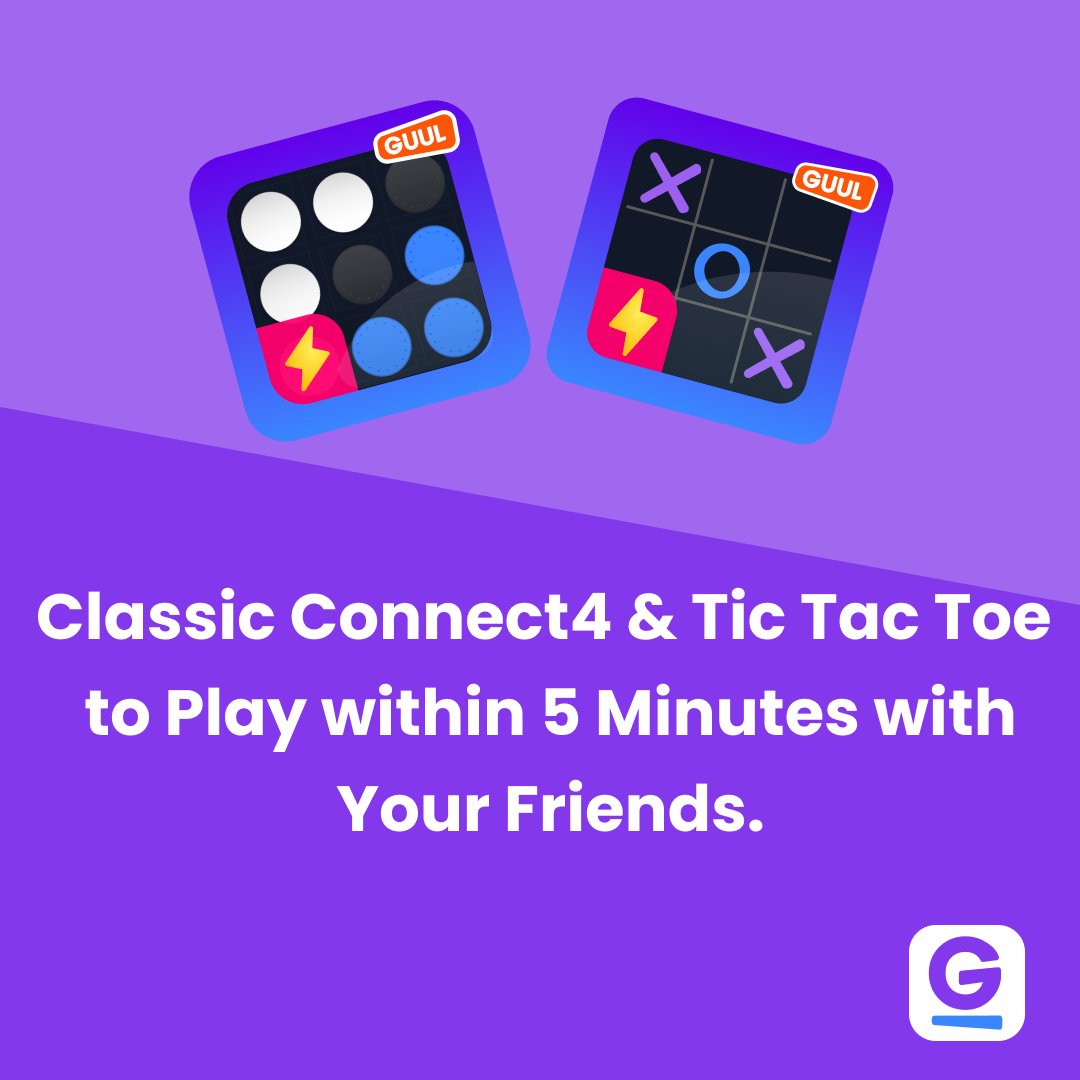 GuulGames's tweet photo. Meet with Guul’s Quick Games, Poll Feature &amp; Find the Word!

• Classic Connect4 &amp; Tic Tac Toe to Play within 5 Minutes with Your Friends https://t.co/xBD56mvLX6