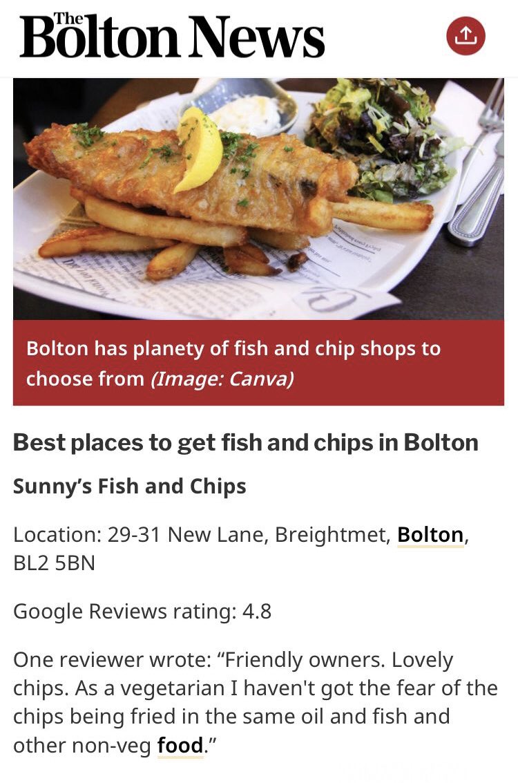 Sunny’s Fish and Chips BOLTON one of the best in town, big well done to my hubby super proud of him check us out, everyone, welcome #fishandchips #chippy #boltonchippy #chippytea #supportlocalbusiness 29-31 New Lane, Bolton…